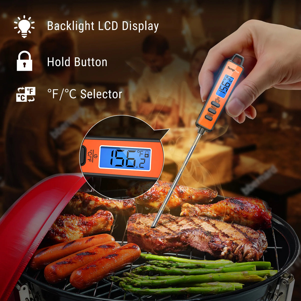 TempPro TempSwift CORE TP01A Instant-Read Meat Thermometer — 1-Second Read, 5.3" Long Probe