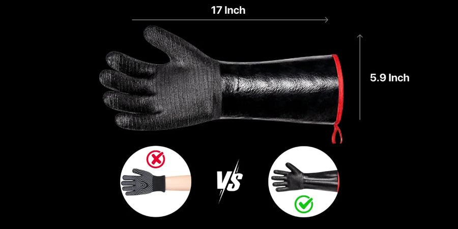Guantes de barbacoa impermeables TempPro TP100 — Resistentes al calor de 932 °F, mangas de 14"