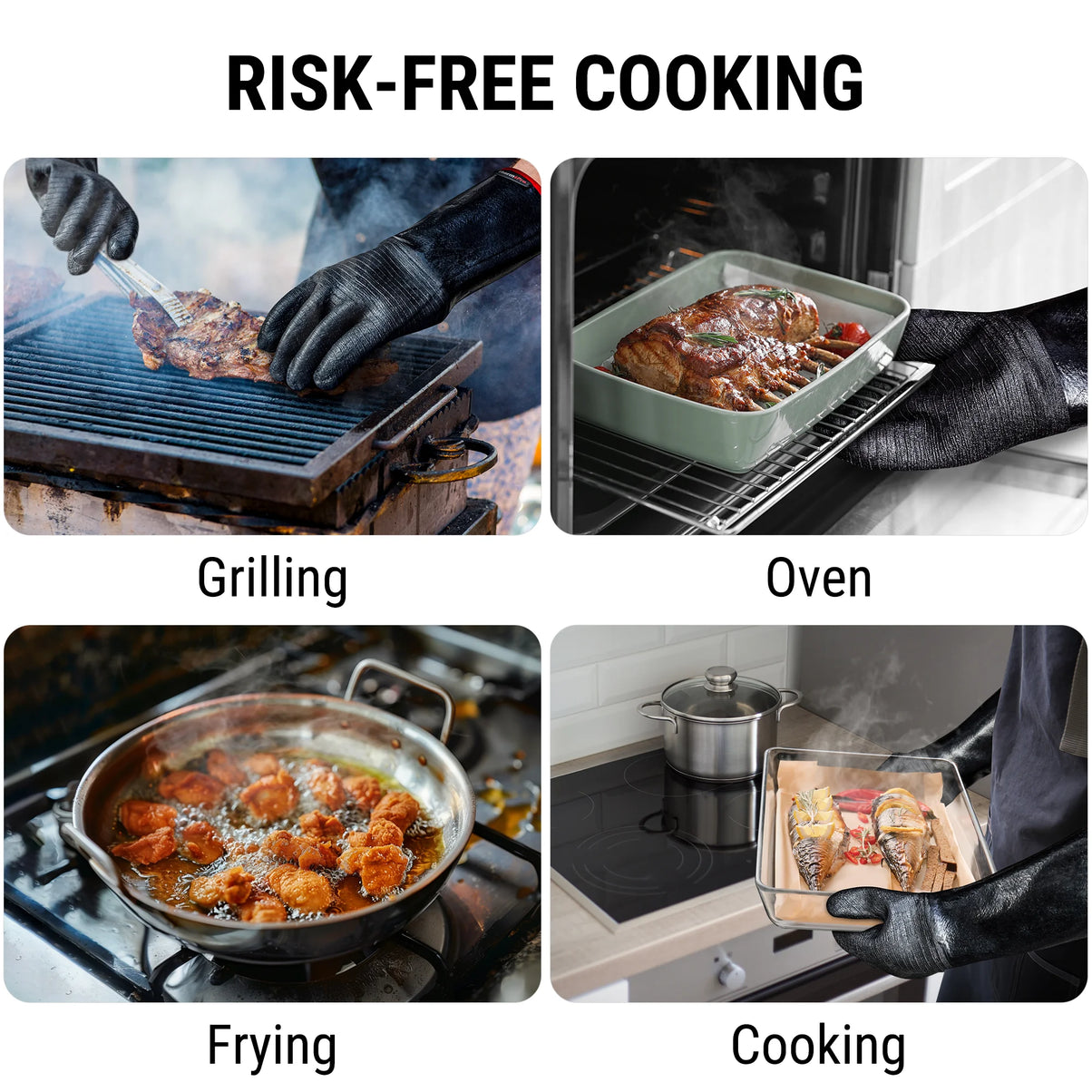 Guantes de barbacoa impermeables TempPro TP100 — Resistentes al calor de 932 °F, mangas de 14"