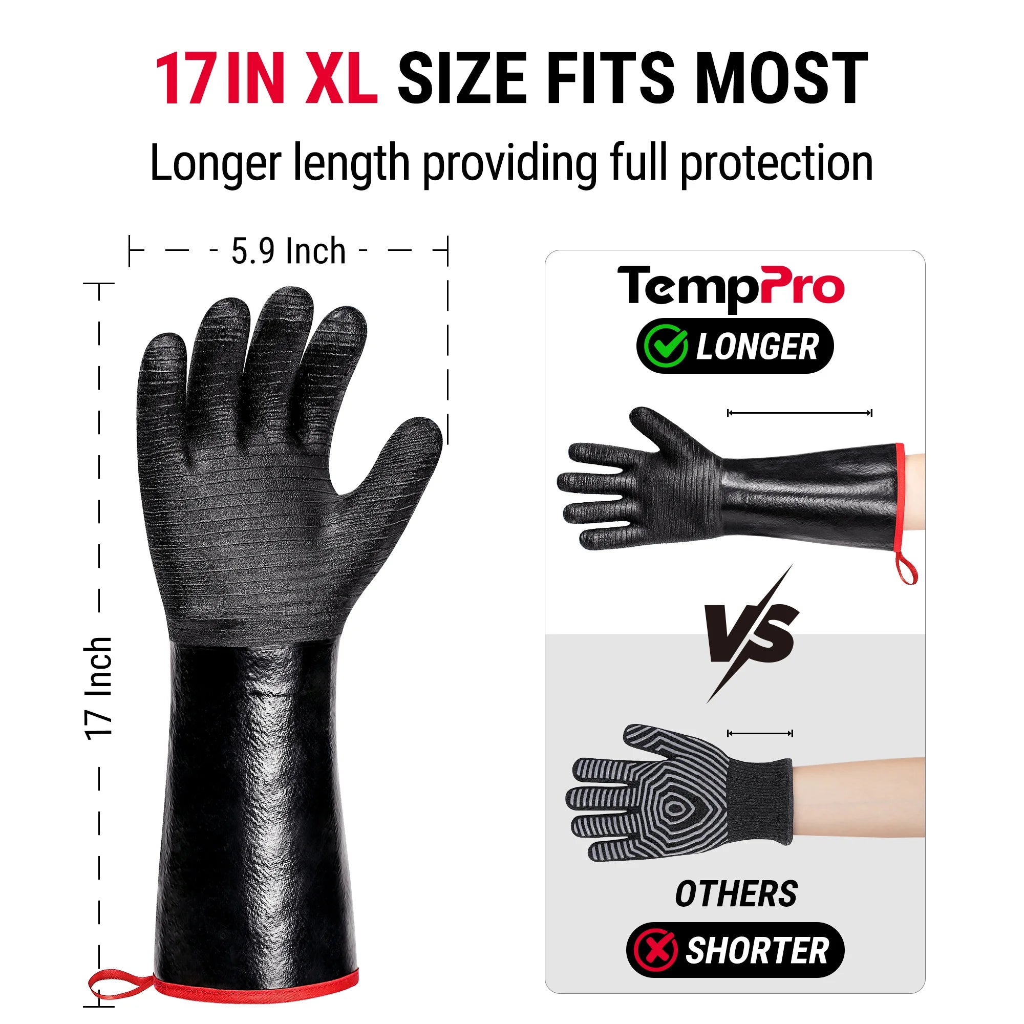 Gants imperméables TP100 de 14 pouces résistants à la chaleur jusqu'à 932 °F
