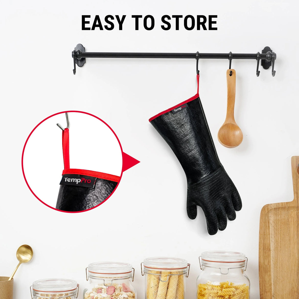 TempPro TP100 Waterproof BBQ Gloves — 932°F Heat-Resistant, 14" Sleeves