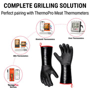 Guantes de barbacoa impermeables TempPro TP100 — Resistentes al calor de 932 °F, mangas de 14"