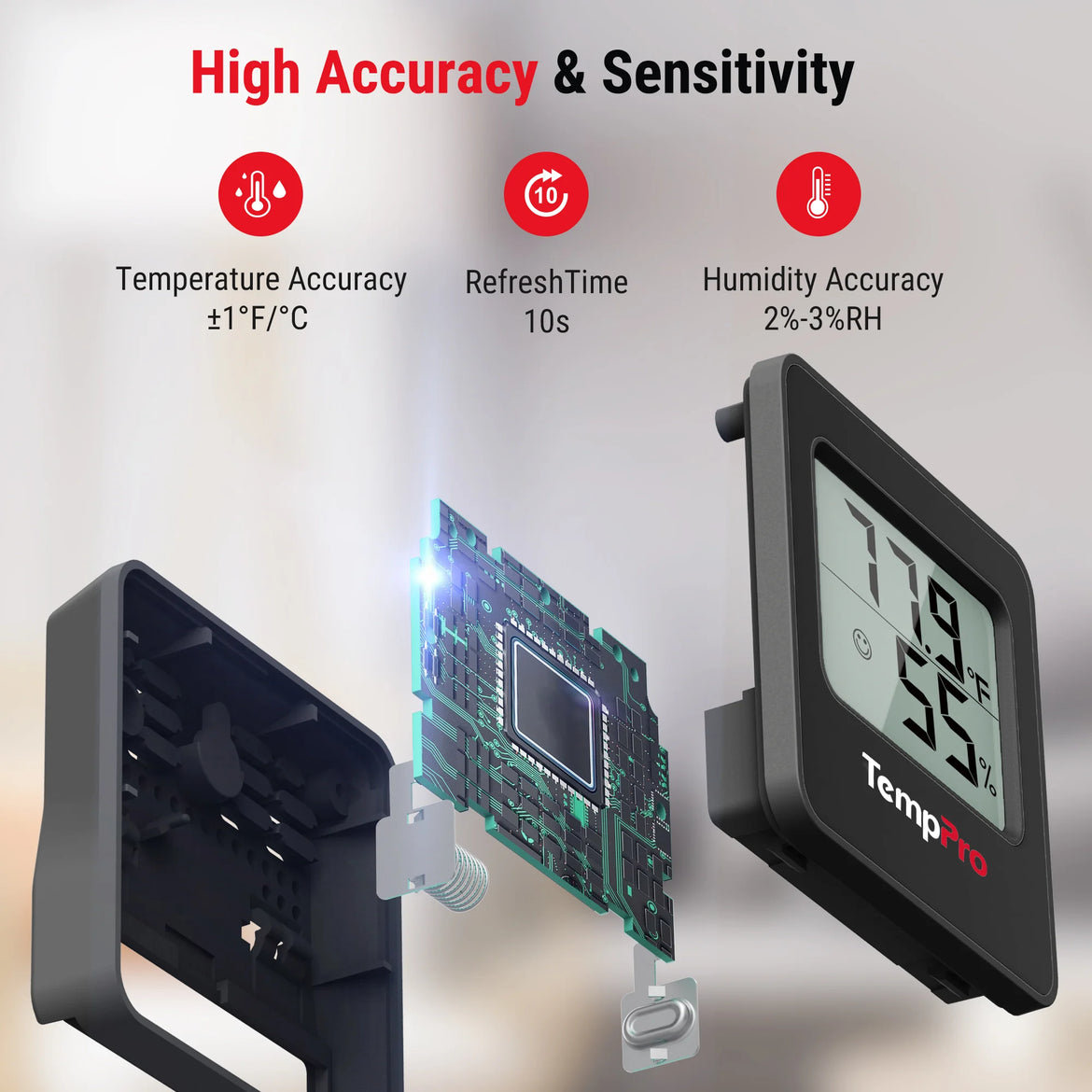 TempPro TempAir CORE TP157 Indoor Thermometer & Hygrometer — ±2.0°F/±2% RH, 10s Refresh