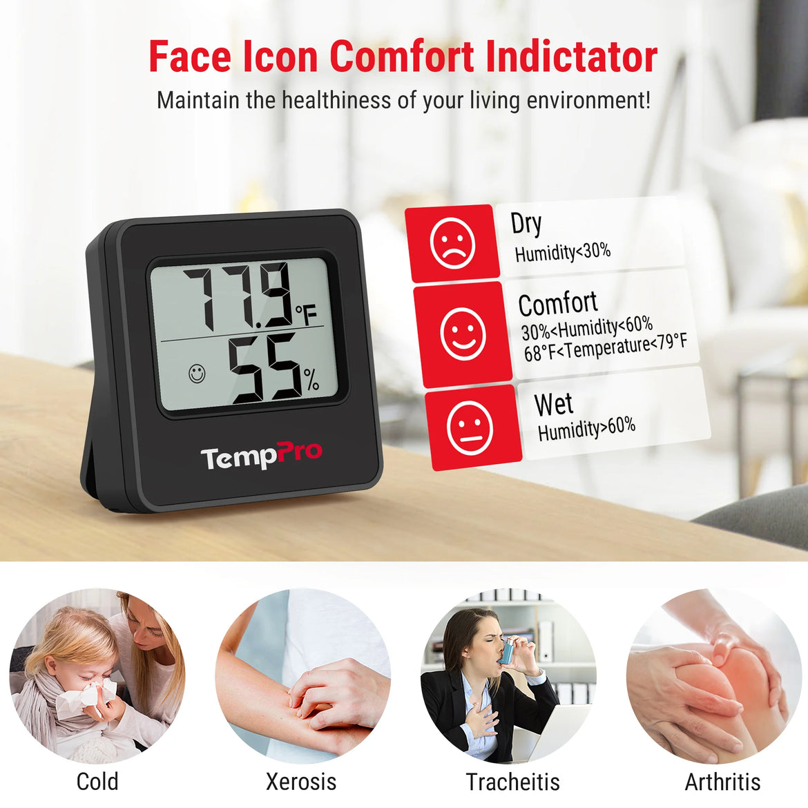 TempPro TempAir CORE TP157 Indoor Thermometer & Hygrometer — ±2.0°F/±2% RH, 10s Refresh