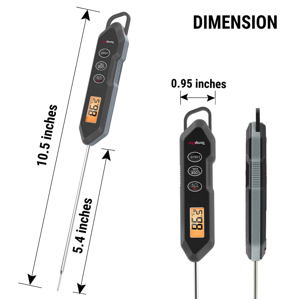 TempPro TempSwift CORE TP15HW Instant-Read Meat Thermometer — 1 Second Read, IPX6 Waterproof, Black