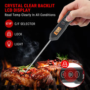 TempPro TempSwift CORE TP15HW Instant-Read Meat Thermometer — 1 Second Read, IPX6 Waterproof, Black