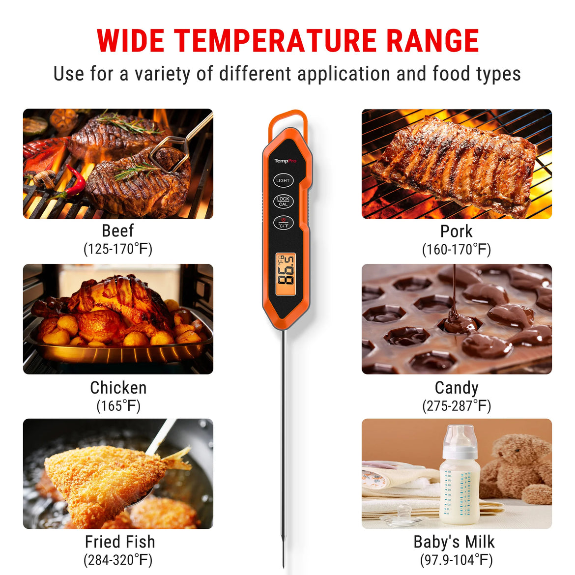Termómetro de carne de lectura instantánea TempPro TempSwift CORE TP15H — Digital, resistente al agua