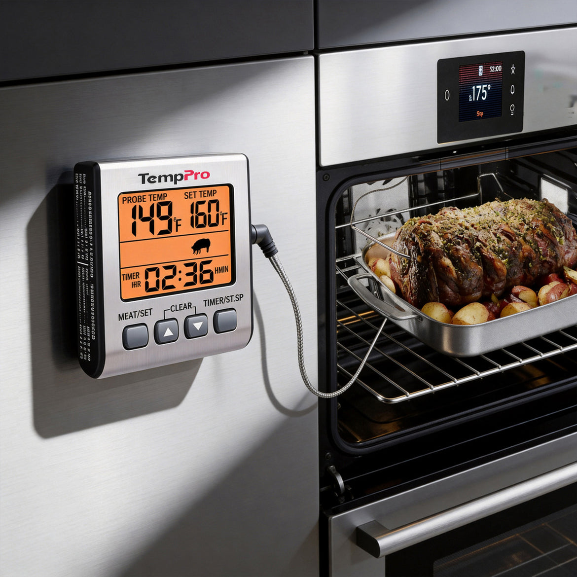 TempPro TempTrack CORE TP16S Leave-In Meat Thermometer — Oven-Safe Probe with Smart Alarm
