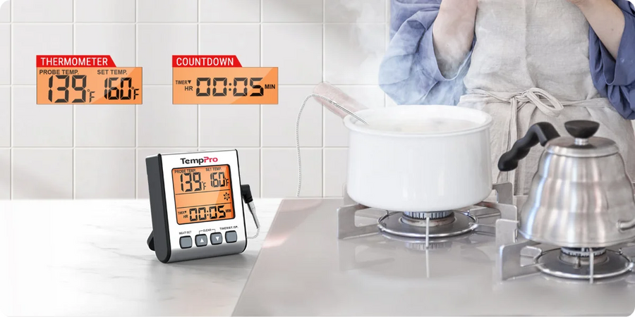 TempPro TempTrack CORE TP16S Leave-In Meat Thermometer — Oven-Safe Probe with Smart Alarm