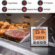 TempPro TempTrack CORE TP16S Leave-In Meat Thermometer — Oven-Safe Probe with Smart Alarm