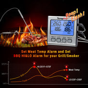 TempPro TempTrack PLUS TP17 Leave-In Meat Thermometer — Oven & Grill Safe, Timer & Alarm