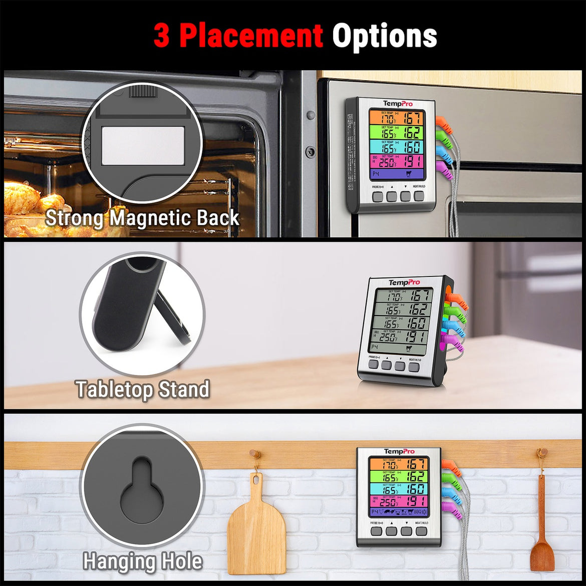 TempPro TempTrack ELITE TP17H Leave-In Meat Thermometer - 4 Probes
