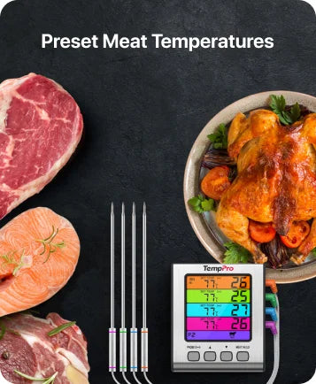TempPro TempTrack ELITE TP17H Leave-In Meat Thermometer - 4 Probes