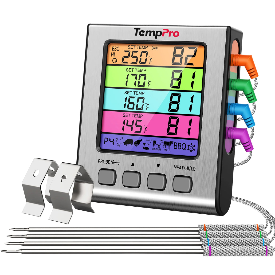 Termómetro para carne TempPro TempTrack ELITE TP17H con sonda, con 4 sondas