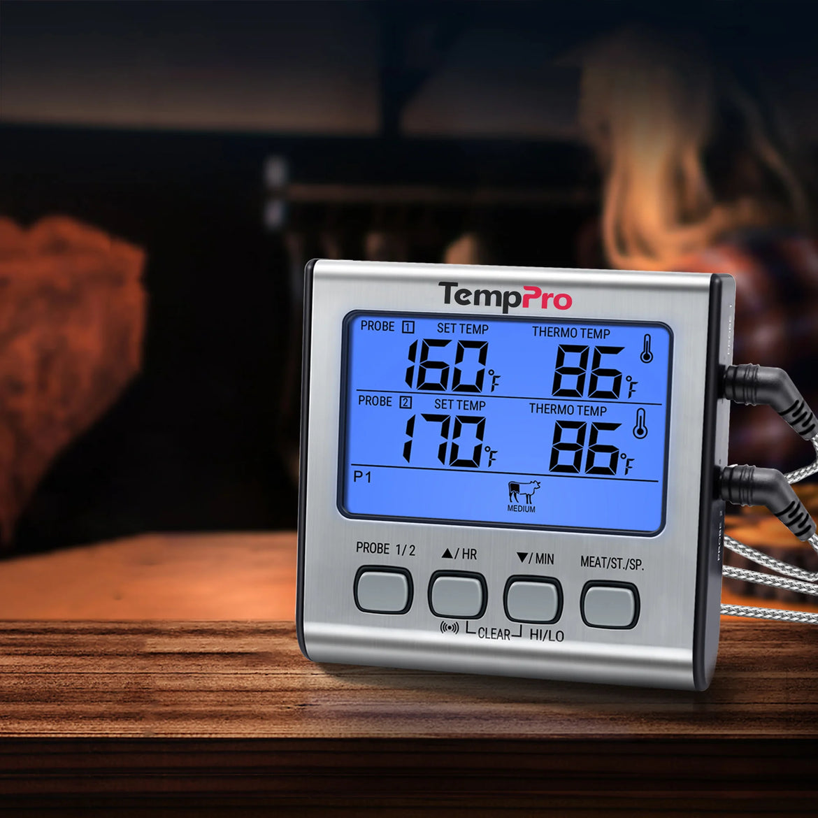 Thermomètre à viande TempPro TempTrack PLUS TP17 – Utilisation au four et sur le grill, avec minuterie et alarme