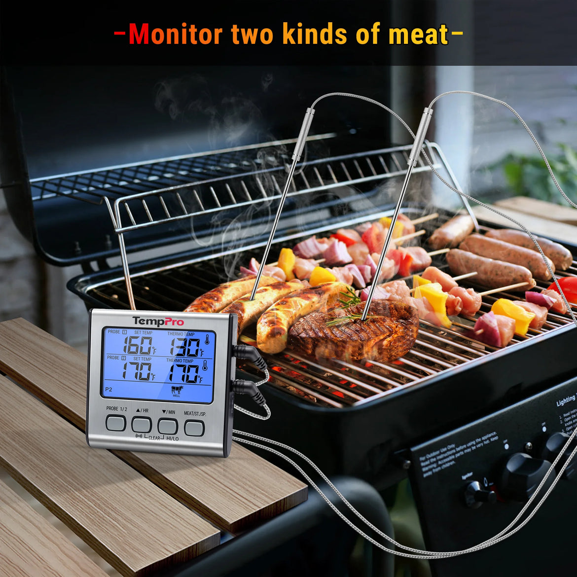 Thermomètre à viande TempPro TempTrack PLUS TP17 – Utilisation au four et sur le grill, avec minuterie et alarme
