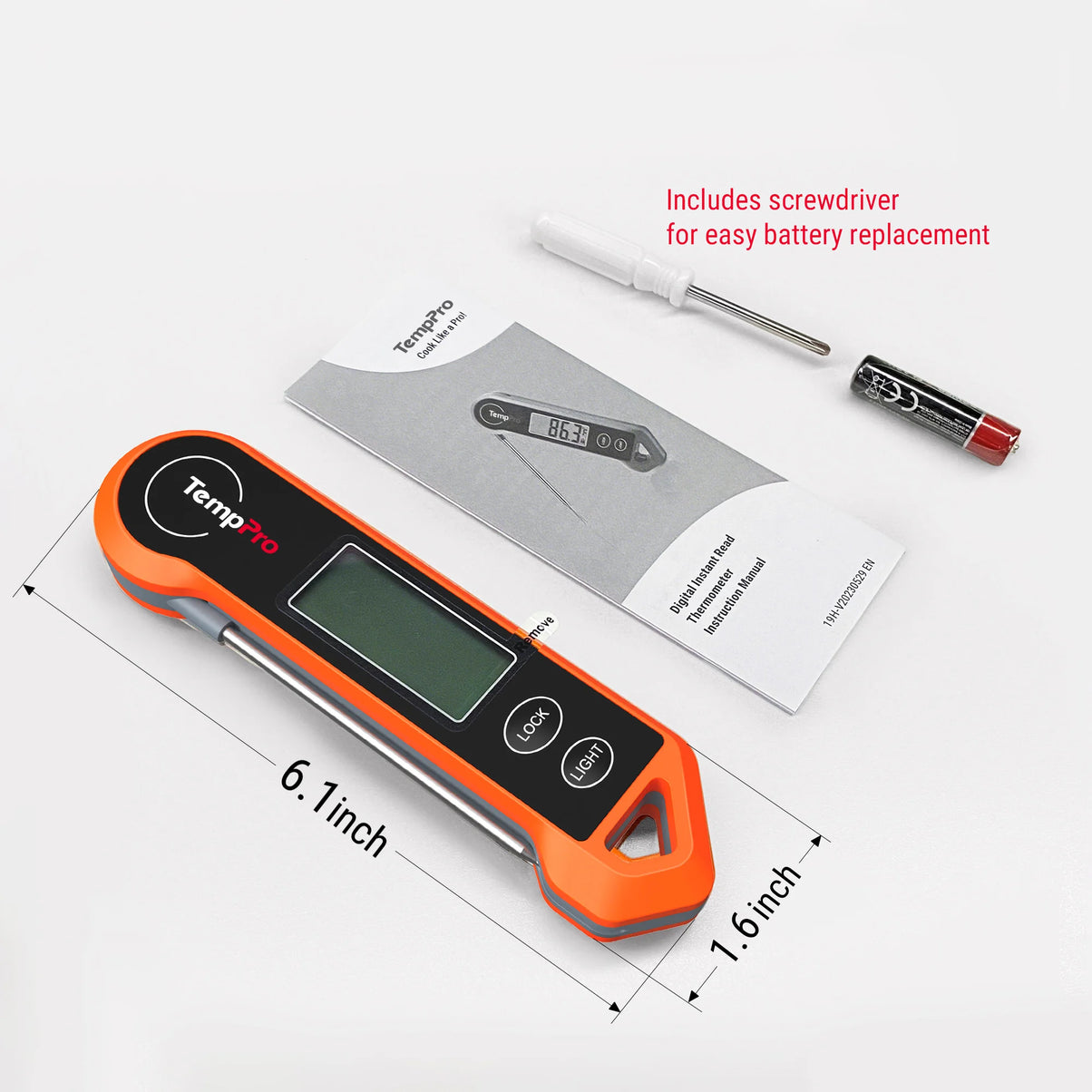 Thermomètre à viande à lecture instantanée TempPro TP19H — Numérique, ultra-rapide, étanche