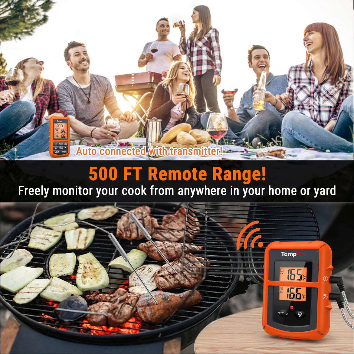 Thermomètre à viande sans fil TempPro TP20B + thermomètre à lecture instantanée TP03H — Lot économique
