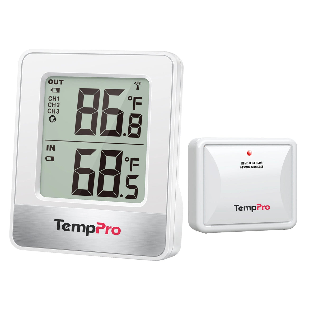 TempPro TempAir PLUS TP200B Wireless Indoor Outdoor Thermometer - Up to 4 Locations, 500ft