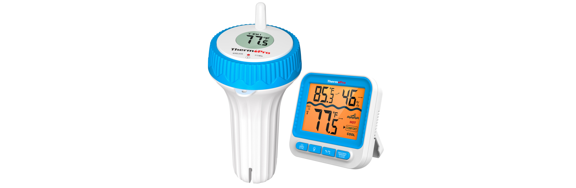 Thermomètre de piscine numérique sans fil ThermoPro TP211B de 152 m