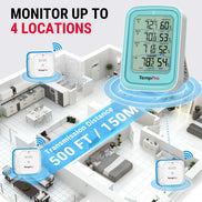 Thermomètre et hygromètre d'intérieur/extérieur sans fil TempPro TempAir PLUS TP220B — 3 capteurs à distance, 150 m