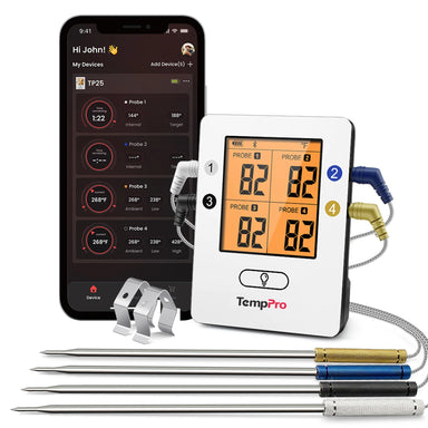 TempPro TempSync PRO TP25 Wireless Meat Thermometer — 4 Probes, Smart Bluetooth