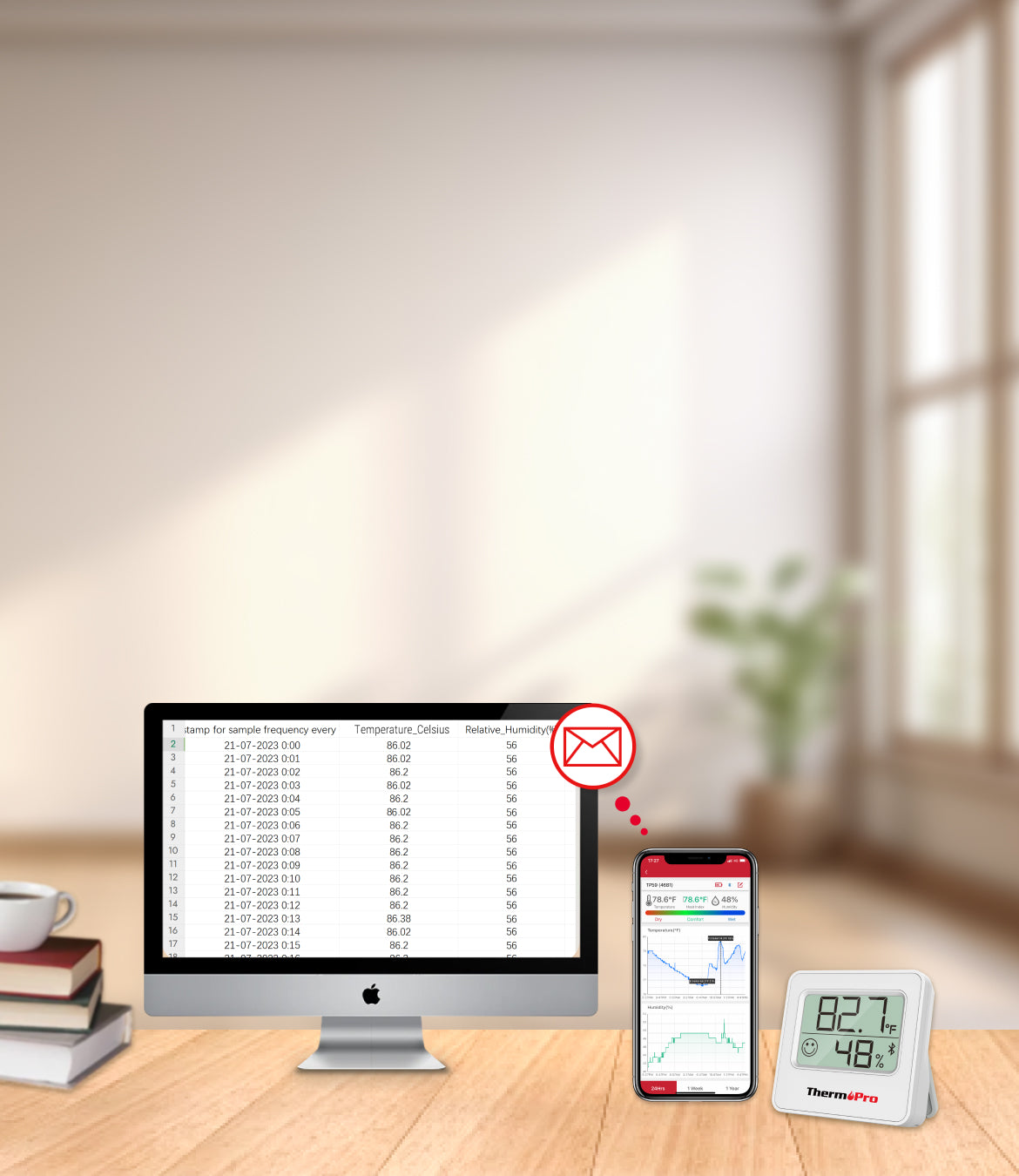 Higrómetro/termómetro Bluetooth para interiores ThermoPro TP357