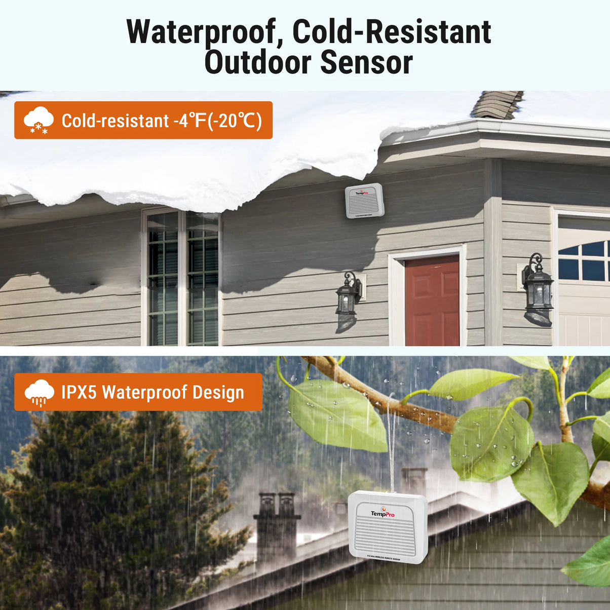 Termómetro e higrómetro inalámbricos TempPro TempAir PLUS TP260B para interior y exterior — Alcance de 300 m, pantalla de 3.1"