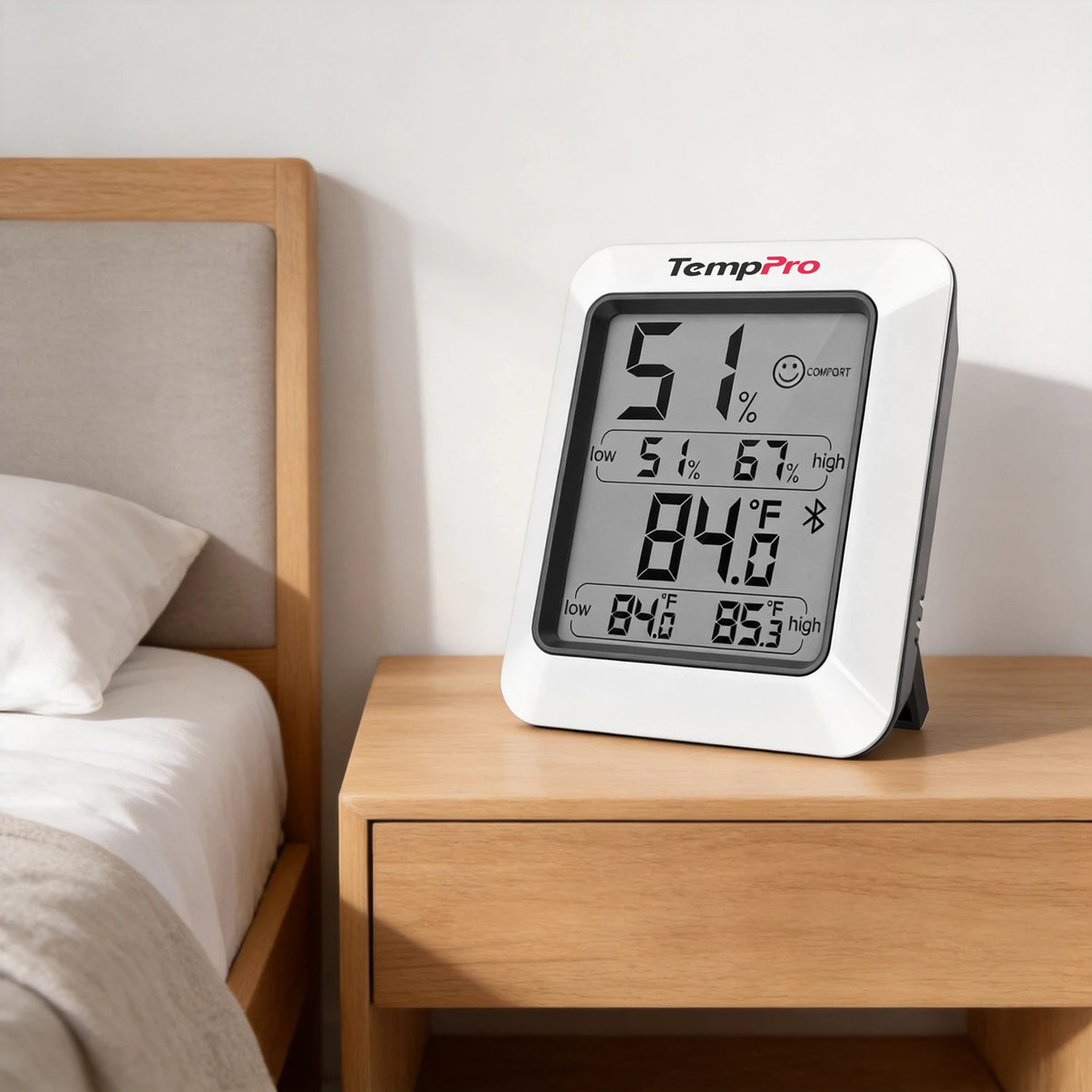 Thermo-hygromètre Bluetooth TempPro TP350 – Portée de 80 m, stockage de données pendant 2 ans