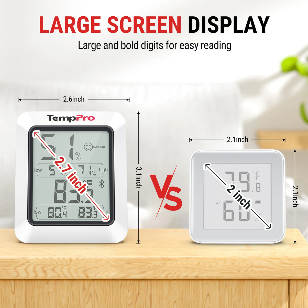Thermo-hygromètre Bluetooth TempPro TP350 – Portée de 80 m, stockage de données pendant 2 ans