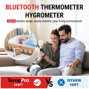 Thermo-hygromètre Bluetooth TempPro TP350 – Portée de 80 m, stockage de données pendant 2 ans