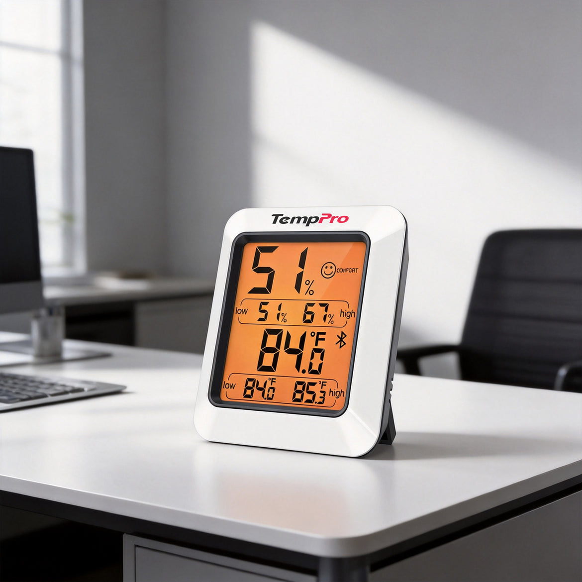 TempPro TempAir ELITE TP350 Bluetooth Hygrometer & Thermometer — 260ft Range, 2-Year Data Storage