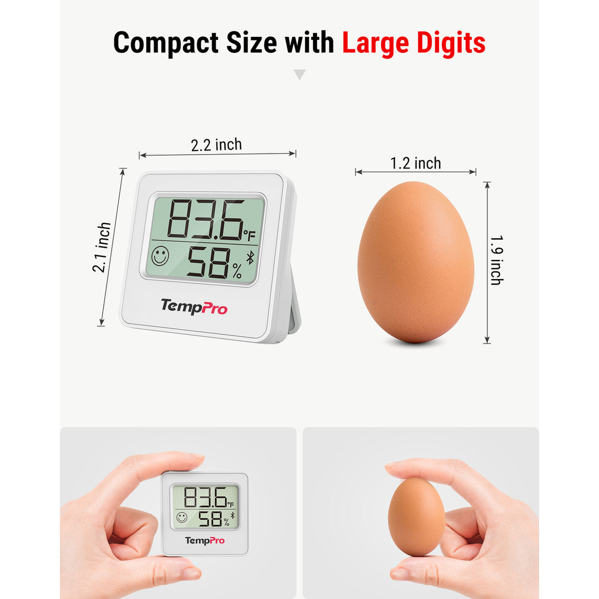 TempPro TempAir ELITE TP357 Bluetooth Indoor Hygrometer & Thermometer — 260ft Range, Instant Alerts
