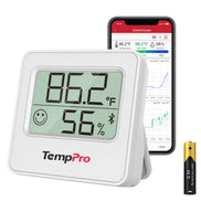 TempPro TempAir ELITE TP357 Bluetooth Indoor Hygrometer & Thermometer — 260ft Range, Instant Alerts