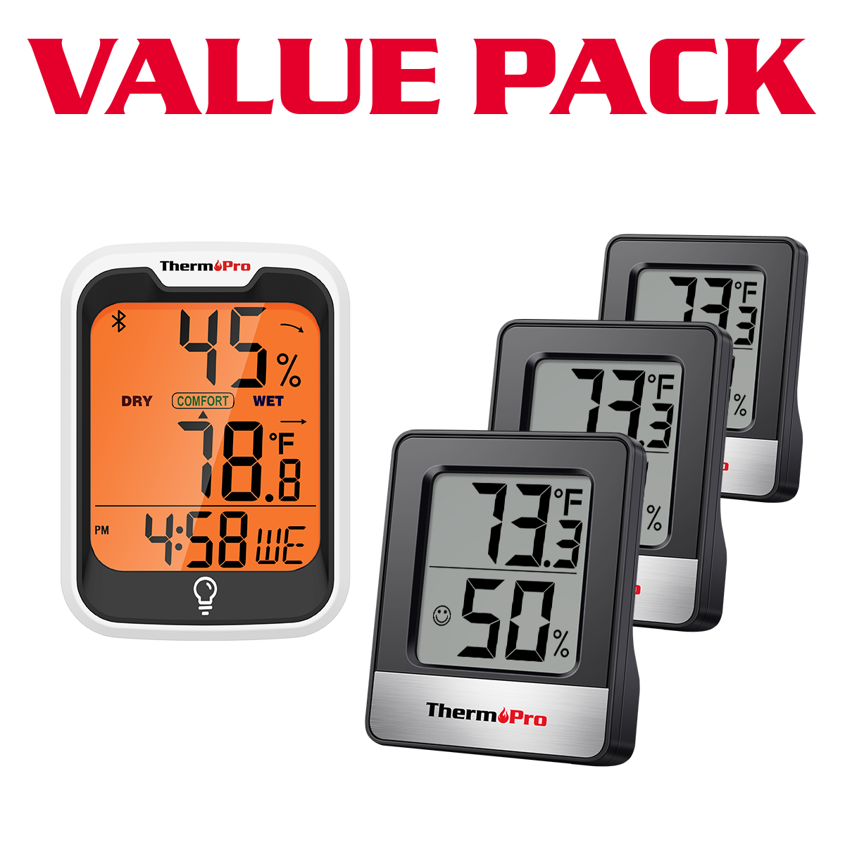 TempPro Hygrometer TP358 & TempPro Hygrometer TP49B 3-Pack