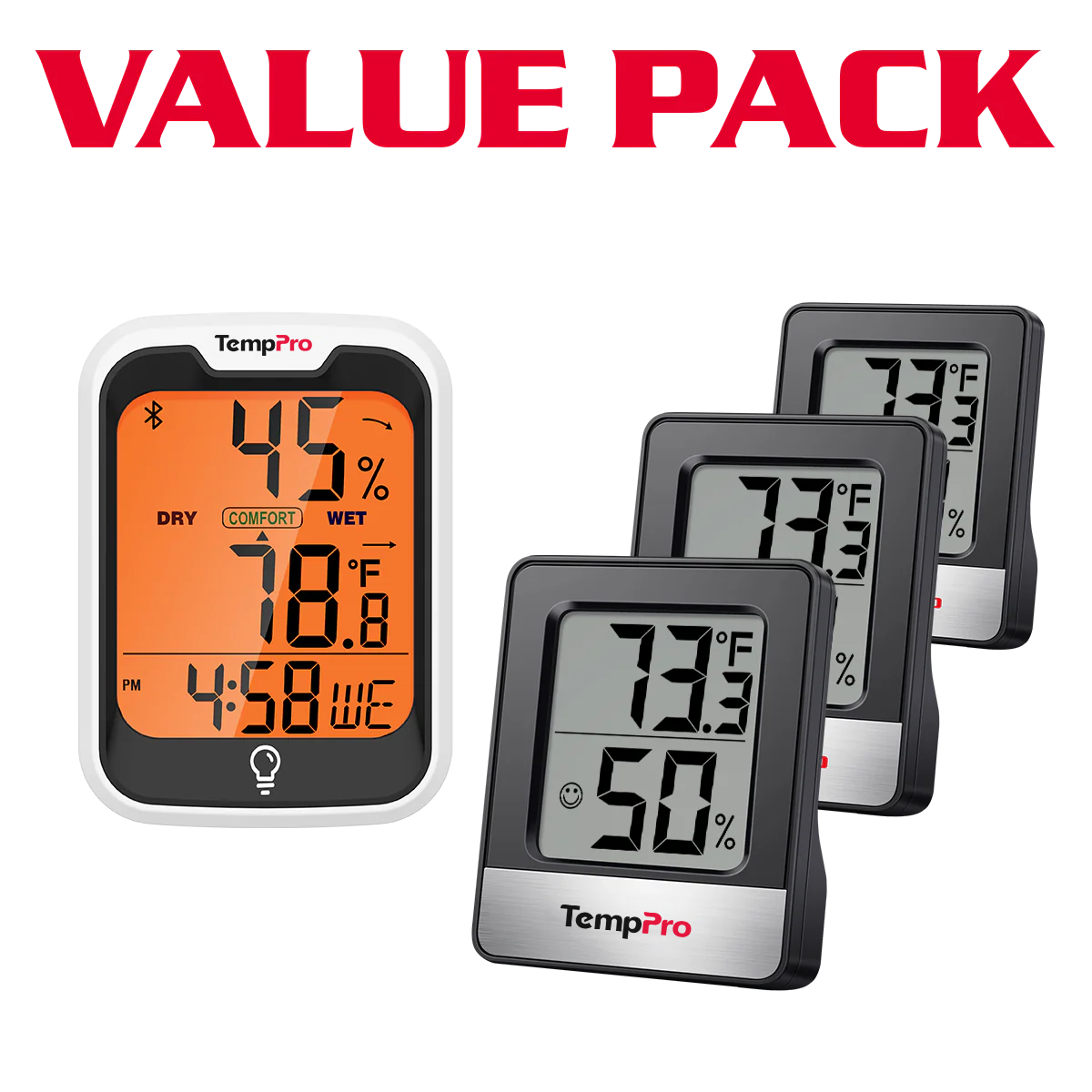 TempPro Hygrometer TP358 & TempPro Hygrometer TP49B 3-Pack