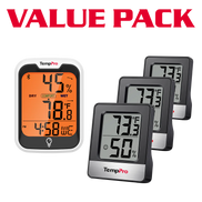 Thermomètre-hygromètre Bluetooth TempPro TP358 + mini-hygromètres TP49B (pack de 3) — Moniteur de température et d'humidité intérieure