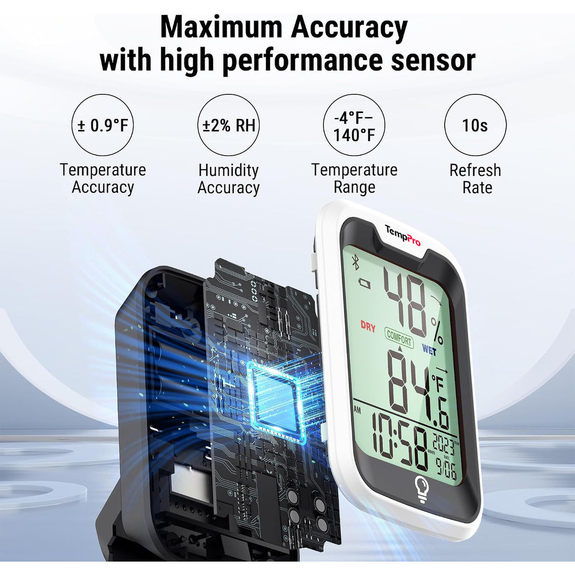 TempPro TempAir ELITE TP358 Bluetooth Indoor Hygrometer & Thermometer — 260ft Range, Smart App