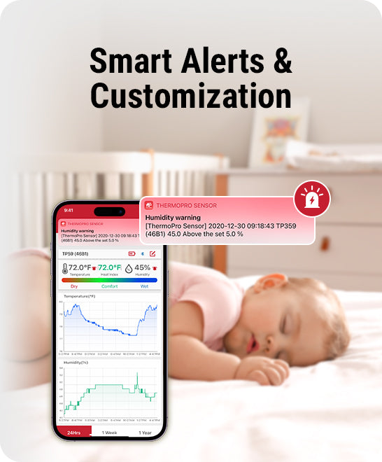 TP359 - Paquete de 2 termómetros higrómetros para interiores con Bluetooth