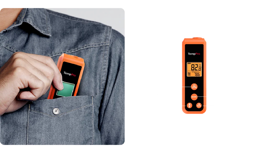 TempPro TempScan CORE TP410 Infrared Thermometer Gun — Non-Contact Surface Temp, 12:1 D:S