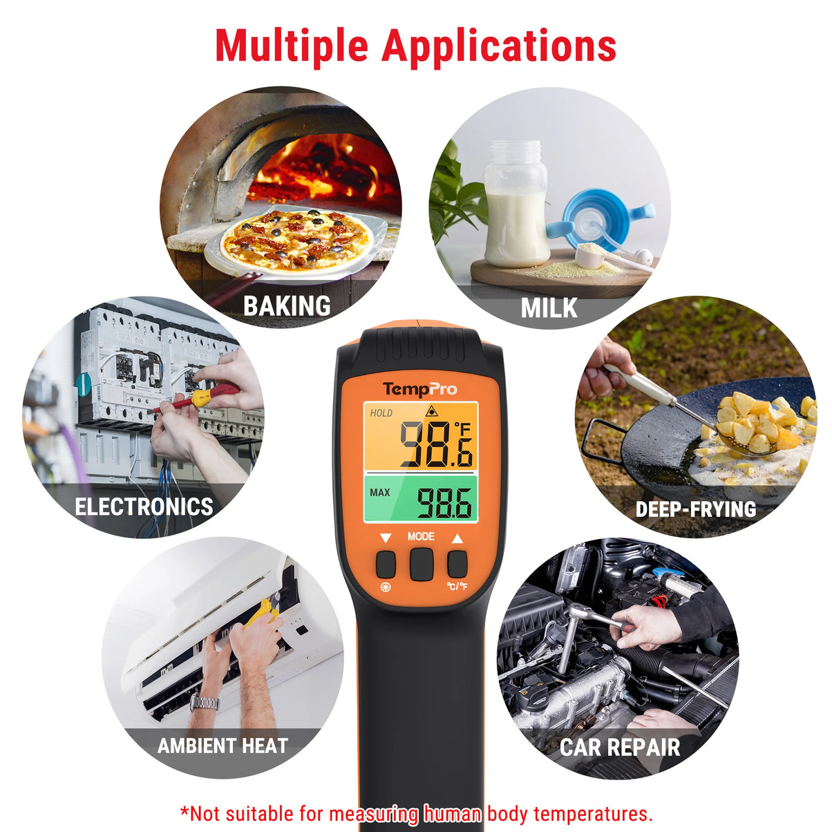 TempPro TempScan PLUS TP450 Dual-Laser Infrared Thermometer — 0.5s Response, 16:1 D:S