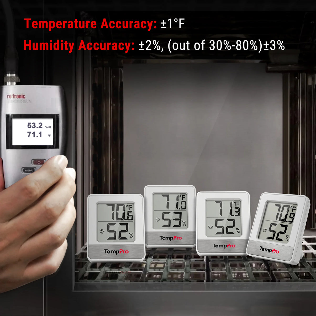 TempPro TempAir CORE TP49 Indoor Thermometer & Hygrometer — ±1°F/±2% RH, Comfort Indicator