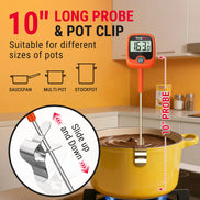 TempPro TempDip PLUS TP509 Digital Candy Thermometer — 8" Probe with Pot Clip