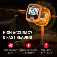 TempPro TempDip PLUS TP509 Digital Candy Thermometer — 8" Probe with Pot Clip