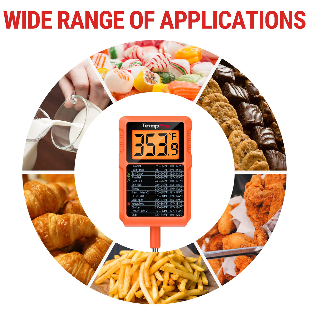 Thermomètre de cuisson et friture TempPro TempDip PLUS TP510 — Sonde de 20 cm avec attache-marmite