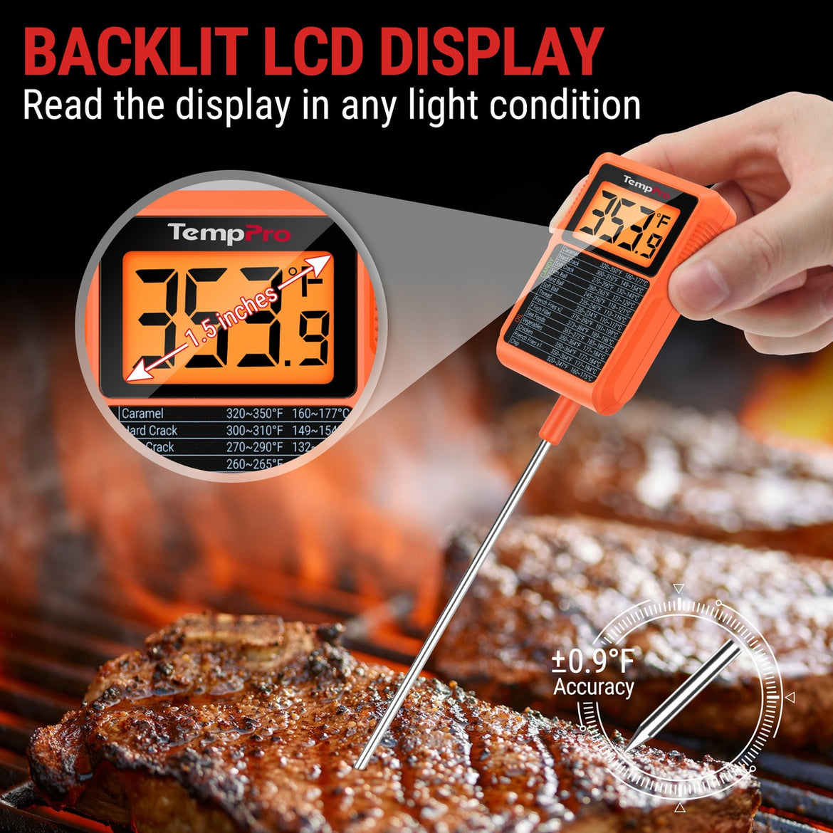 Thermomètre de cuisson et friture TempPro TempDip PLUS TP510 — Sonde de 20 cm avec attache-marmite