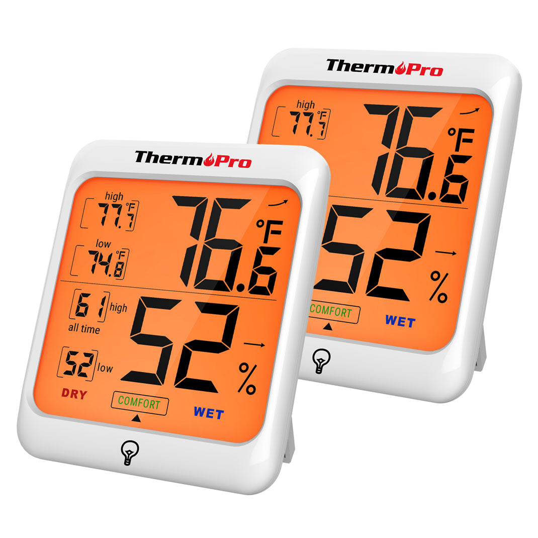  TP53 Lot de 2 thermomètres hygromètres d'intérieur