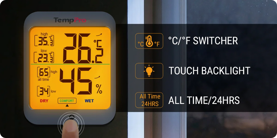 TempPro TempAir CORE TP53 Indoor Thermometer & Hygrometer — ±1°F/±2% RH, Comfort Indicator
