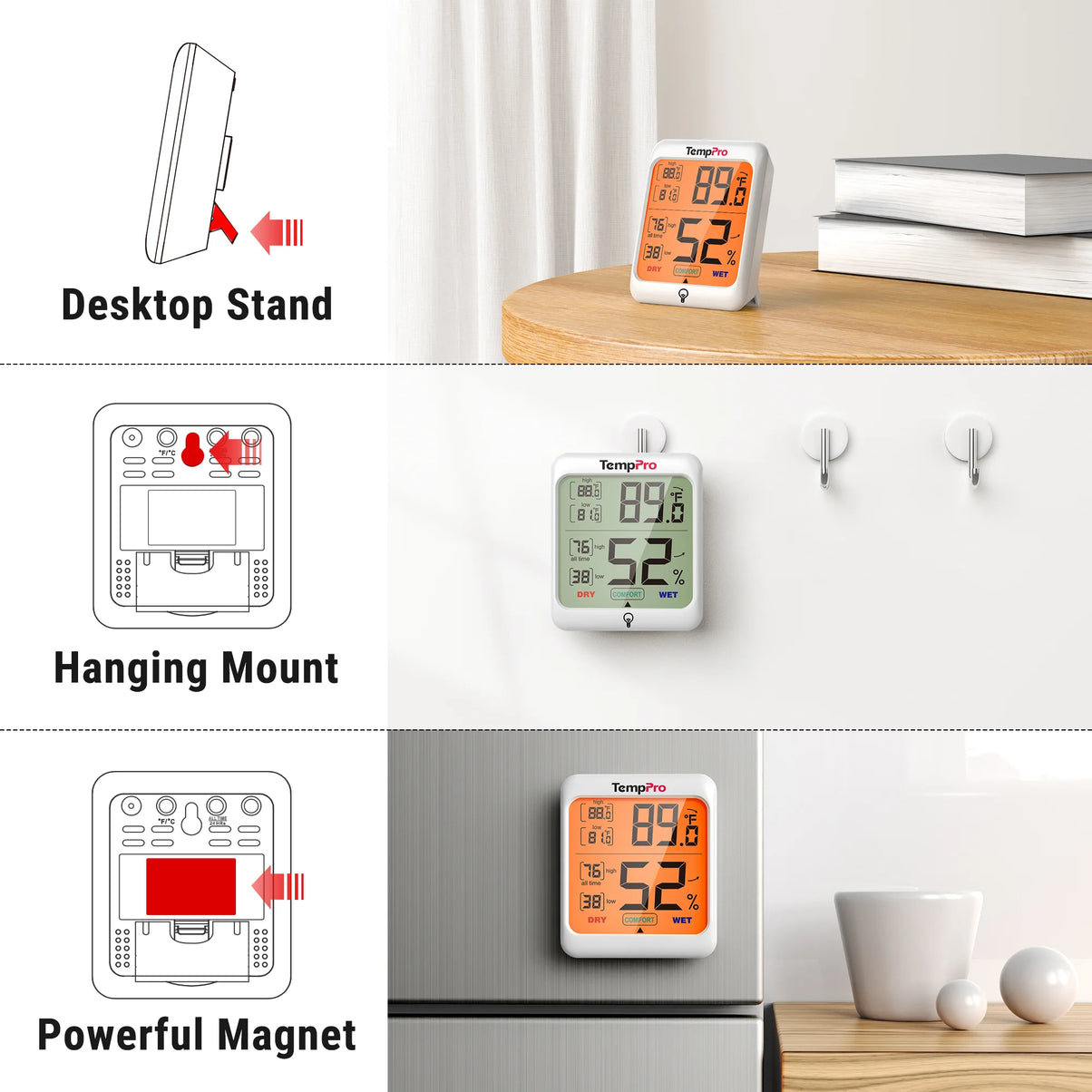 TempPro TempAir CORE TP53 Indoor Thermometer & Hygrometer — ±1°F/±2% RH, Comfort Indicator