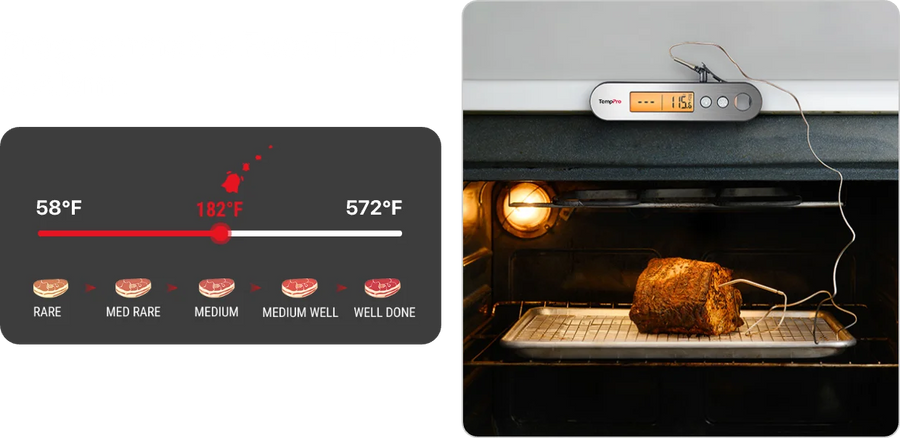 Thermomètre à viande TempPro TempSwift PLUS TP610 sans fil — Sonde pour four, alarme instantanée